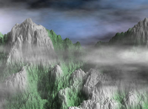 Simulation fractale d'un paysage montagneux